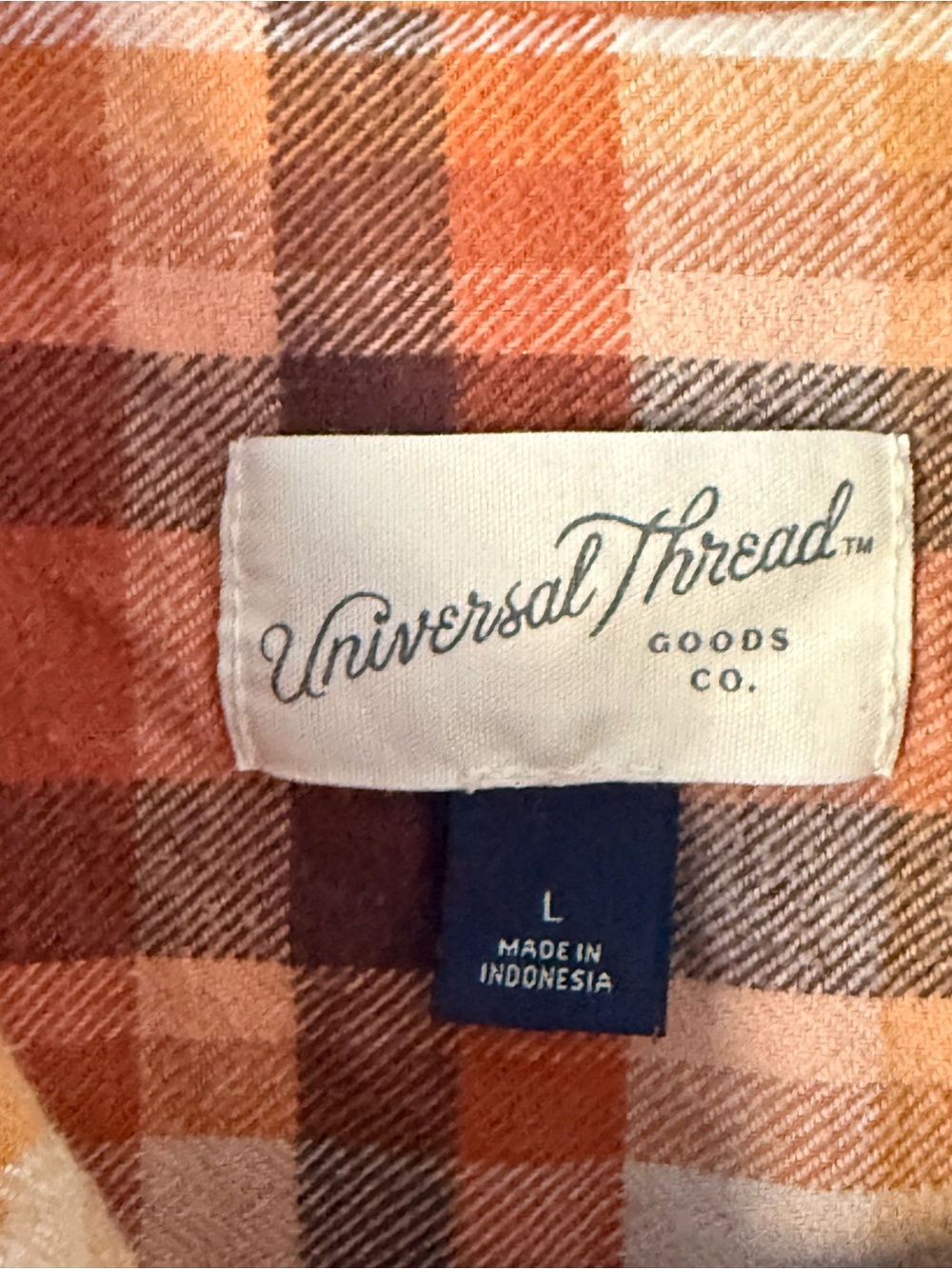 Universal Thread Orange and Brown Plaid Button-Down Shirt - Picture 5 of 5